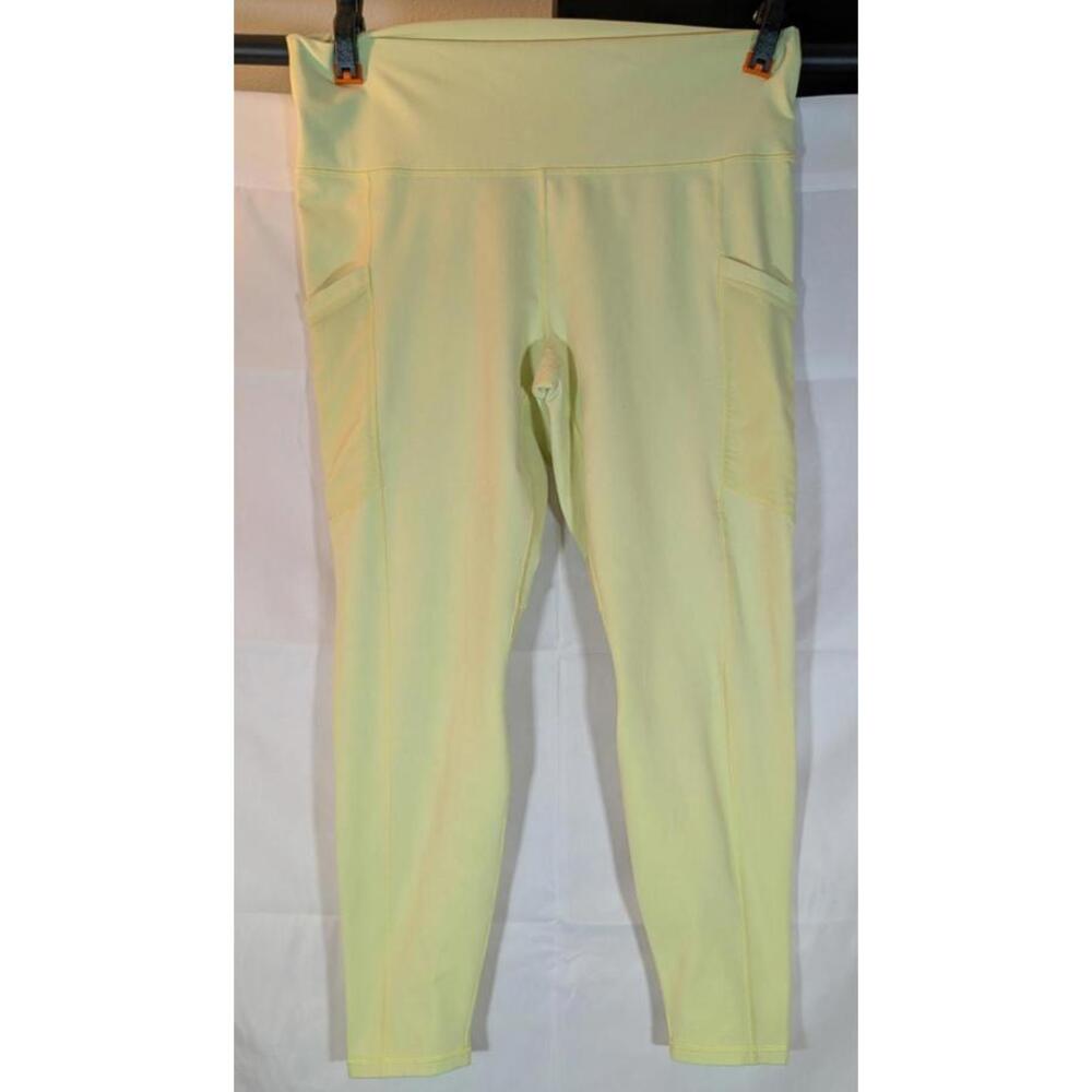 Fabletics PowerHold Women's 1X Soft Yellow Leggings Ankle Length w/Pockets